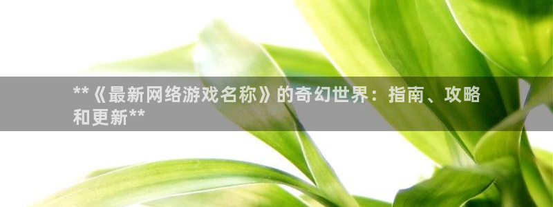 新宝gg平台—创造奇迹：**《最新网络游戏名称》的奇幻世界：指南、攻略
和更新**